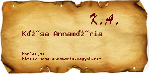 Kósa Annamária névjegykártya