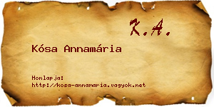 Kósa Annamária névjegykártya